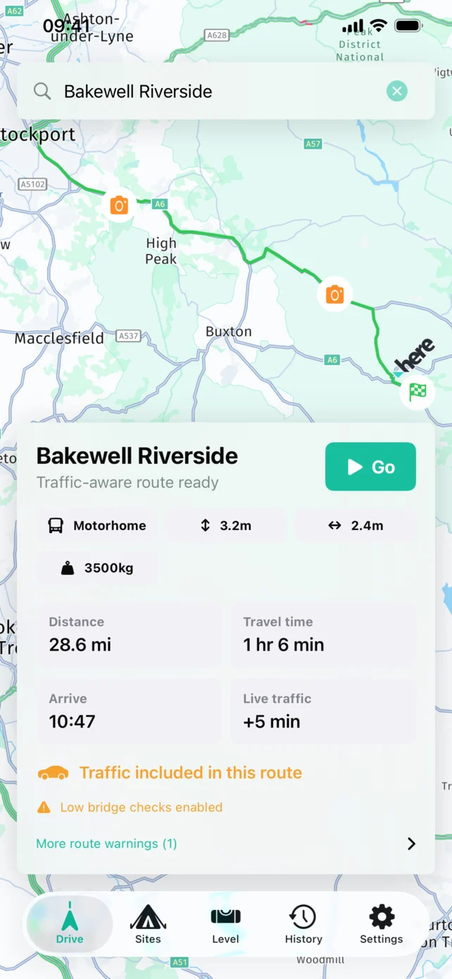 Motorhome & Caravan Sat Nav App | UK Route Planner